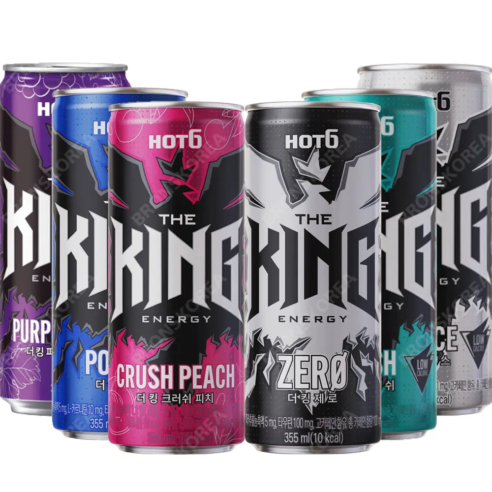 Lotte Hot Six the King Energy Drink 6-Flavor Set / Caffeine Power Zero Crush Peach Purple Grape