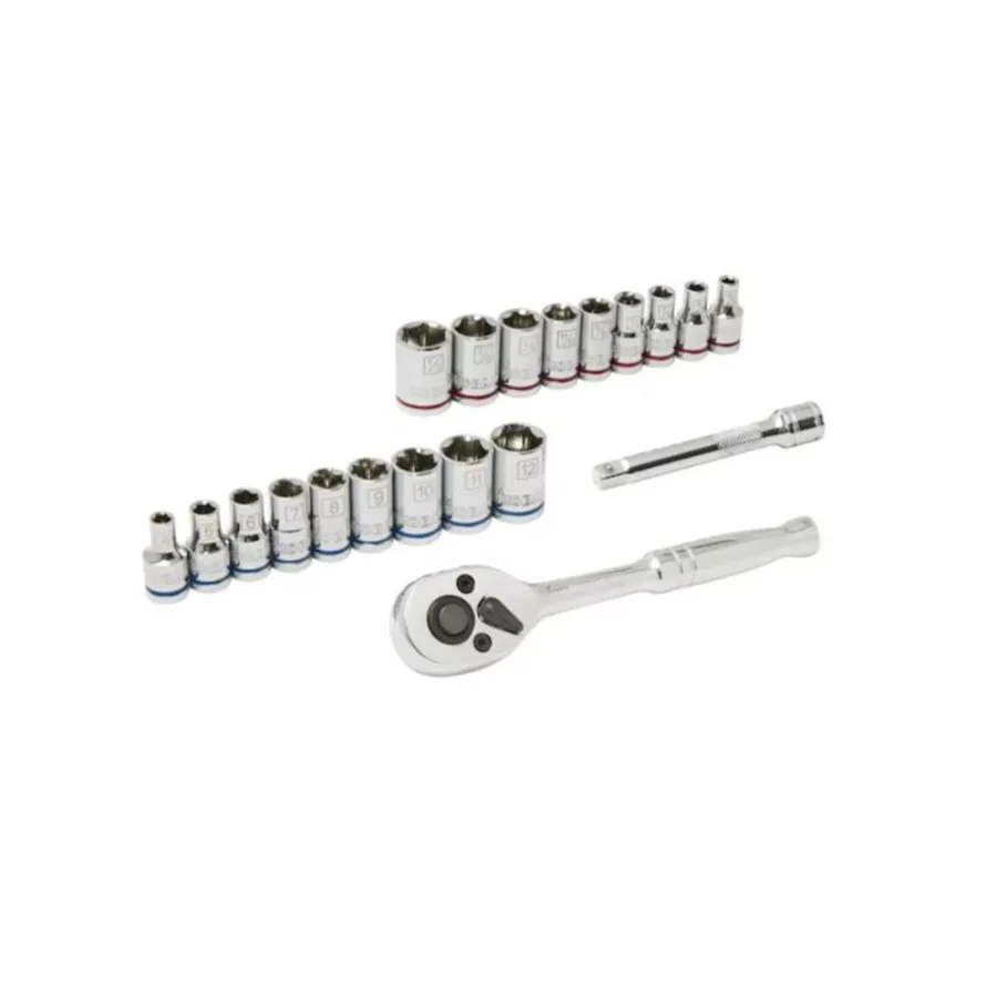 

20-Piece Standard SAE and Metric Polished Chrome Mechanics Tool Set with Hard Case