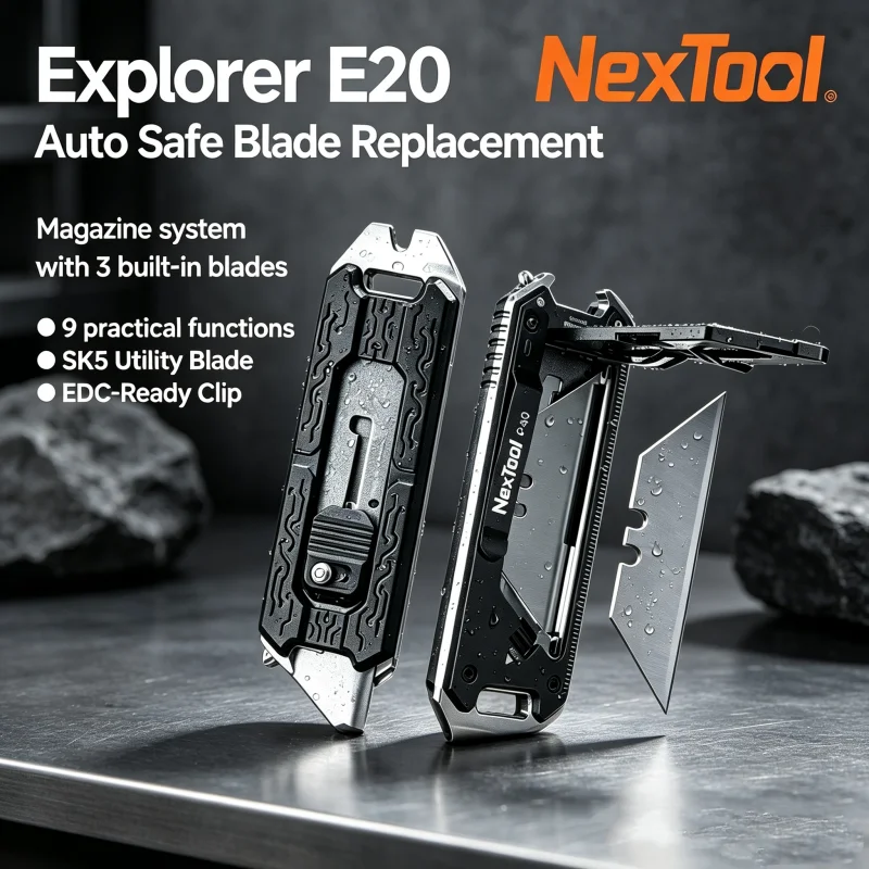 NexTool Explorer E20 Klappmesser 8-in-1 Tragbares EDC-Multitool Universalmesser für Outdoor, Camping, Radfahren, Reparaturen, Handwerkzeug