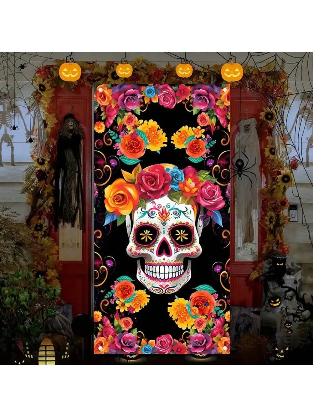 Day of The Dead Photo Booth Party Props Skull Dia De Los Banner Photography Background