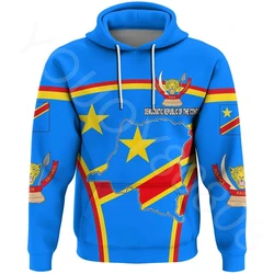 African Region Clothing Men's Clothing Sweater 3D Printed Casual Sports Jacket Sweatshirt DRC Event Logo Zip Hoodie