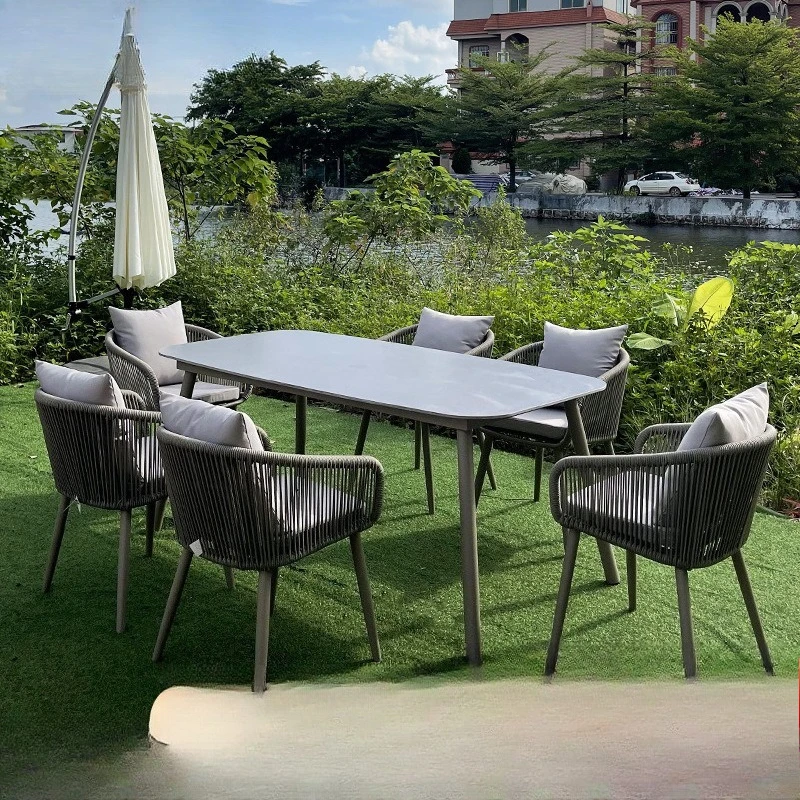 

Customizable Outdoor Villa Garden Courtyard Outdoor Leisure Sunscreen Dining Table Combination