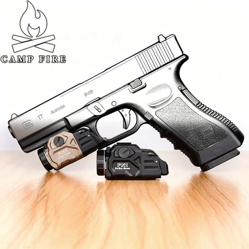 

WADSN PX1 Tactical Flashlight Strobe Function Airsoft Rail Mounted Tactical Light Rail Clamp Ambidextrous on/off rear switch