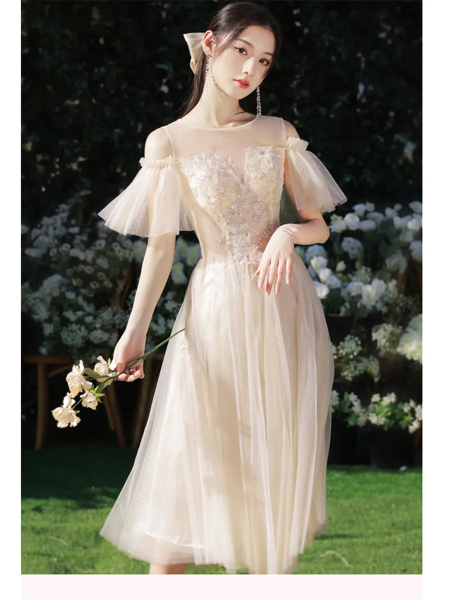 Elegante abito da damigella d'onore per sorella da sposa abito da cerimonia per coro di laurea con paillettes ricamato Celebrity Party Dress Prom Party