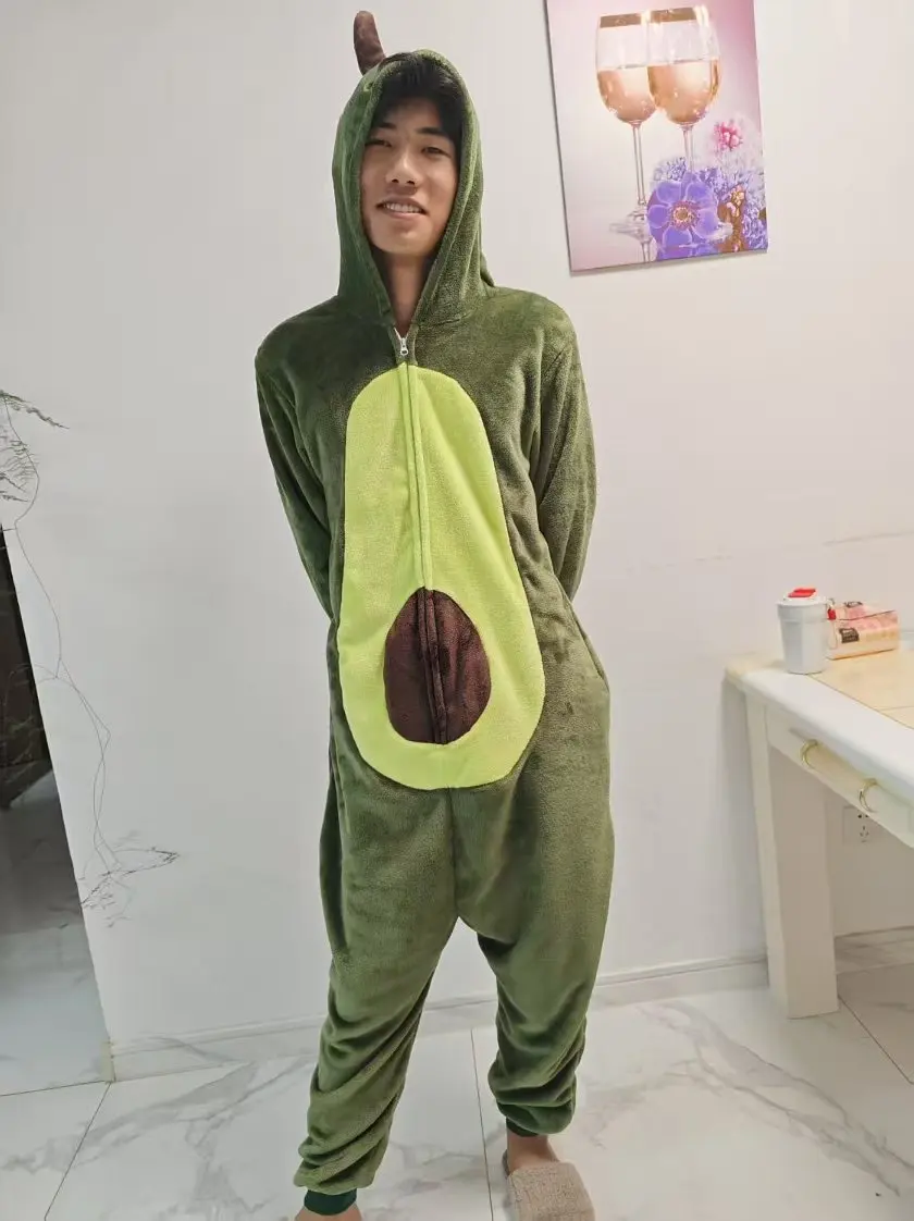 Unisex los disfraces de aguacate Onesies Fruta Cosplay Pijamas Pijamas para adultos Ropa de dormir de animales Mono