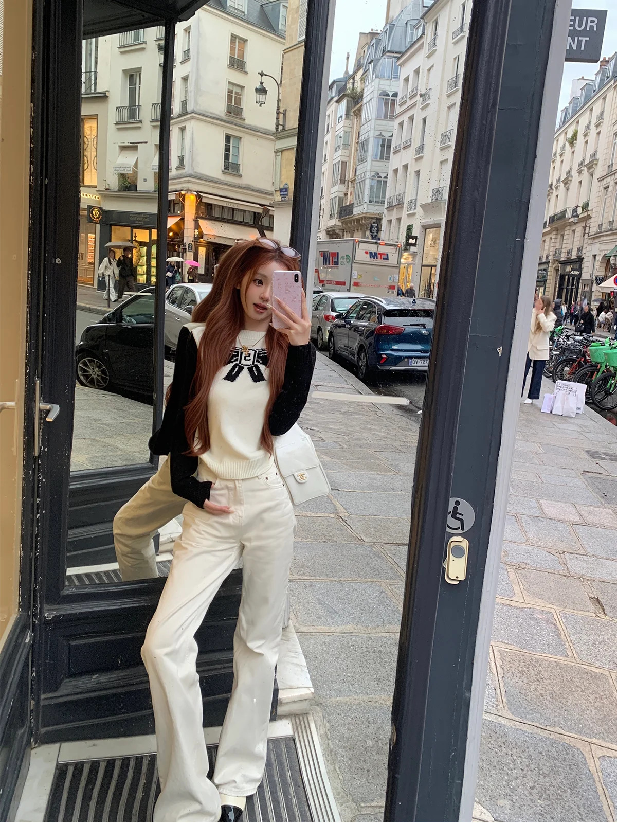 

Джинсы Lanlan's Wardrobe с флисовой подкладкой, свободные, прямого кроя, с высокой талией, из хлопка, повседневные, теплые, зимние, удлиняющие ноги, для девочек