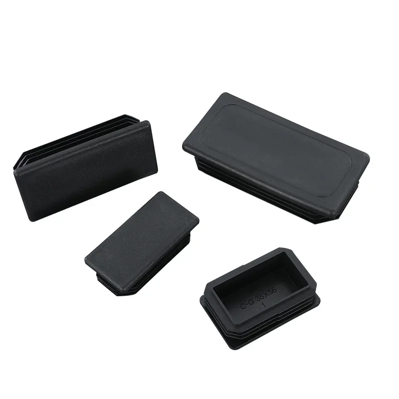 Black Plastic Blanking End Caps Rectangular Pipe Tube Cap Insert Plugs Bung Furniture Tables Chairs Foot Pads Protectors
