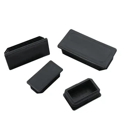 Black Plastic Blanking End Caps Rectangular Pipe Tube Cap Insert Plugs Bung Furniture Tables Chairs Foot Pads Protectors