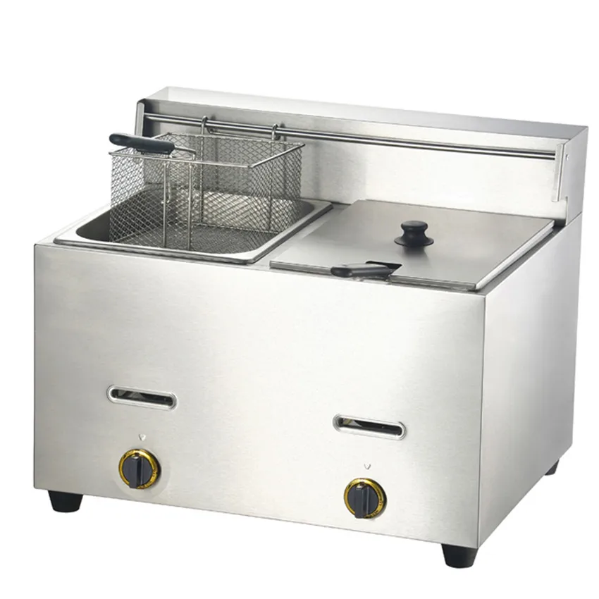 

Restaurant Commercial Air Fryer Industrial Double Tanks Gas Deep Fryer For Meat|Chicken|Potato Chips