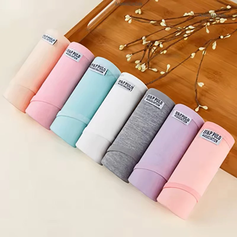 

7 шт./лот, женские хлопковые трусики больших размеров, мягкие дышащие сексуальные милые однотонные женские трусы