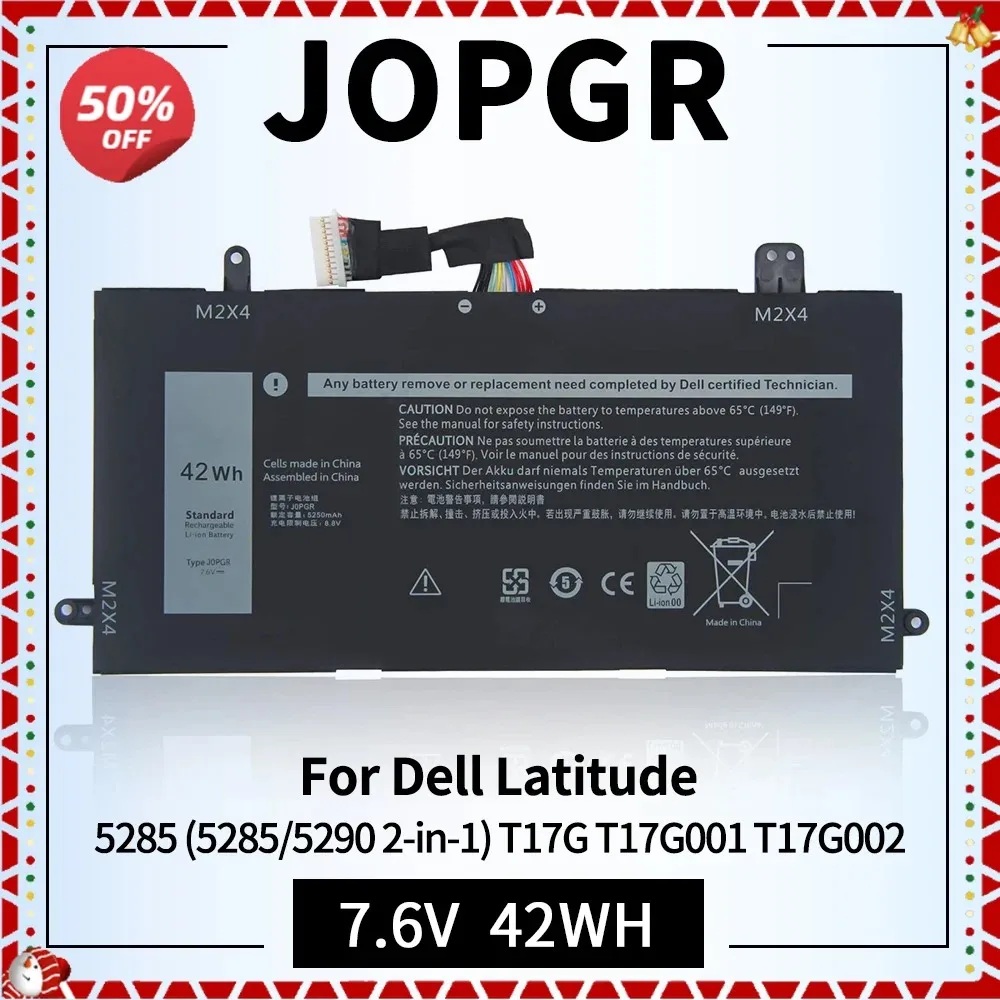 

Аккумулятор J0PGR для ноутбука Dell Latitude 12 5285 5290 T17G 0J0PGR JOPGR 1WND8 X16TW 0X16TW 0FTH6F 7,6 V 42Wh, замена 4 ячеек