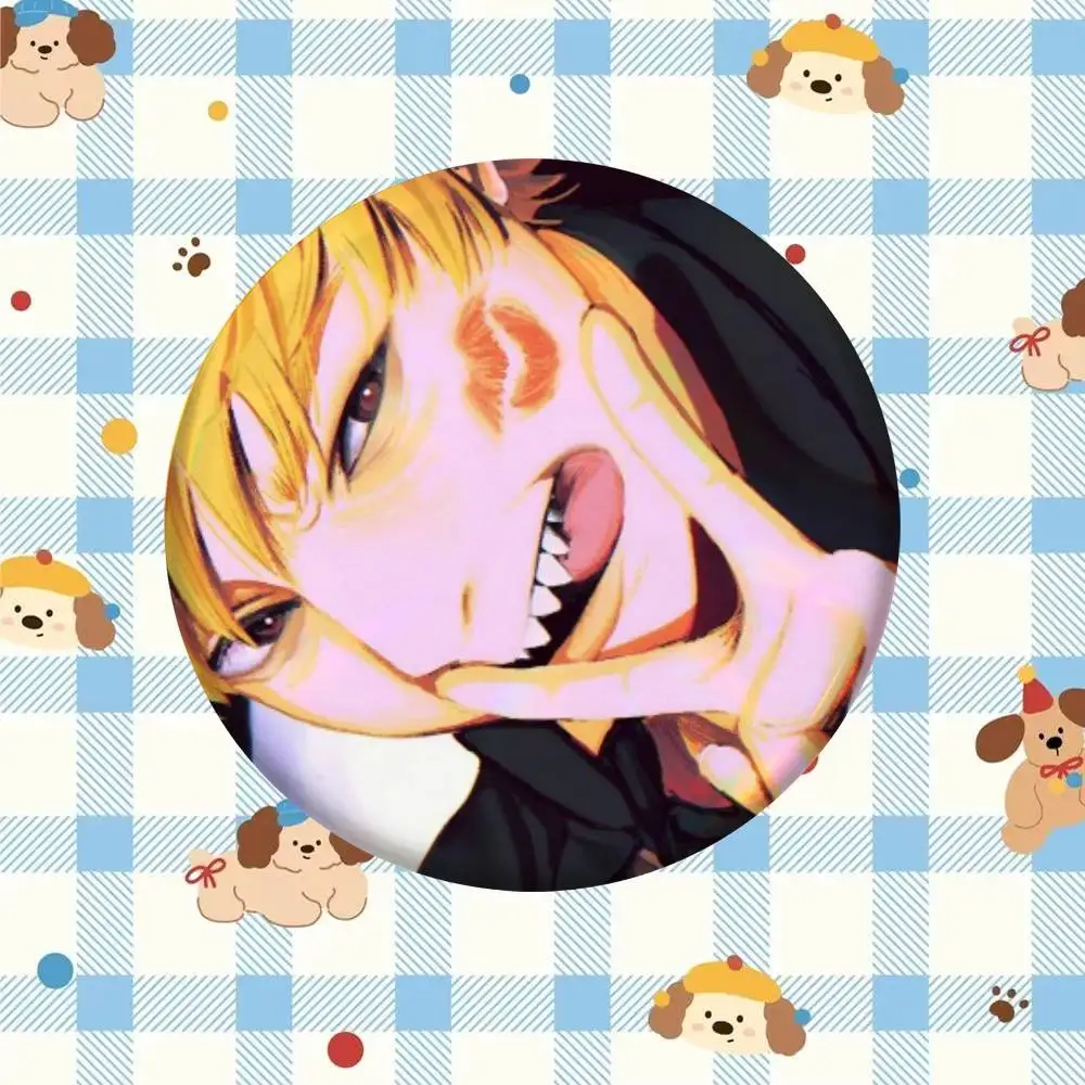 Denji Chainsaw Man Anime Badge Tinplate Meme Round Brooch for Hat Bag Creative Lapel Jewelry Accessories Gifts
