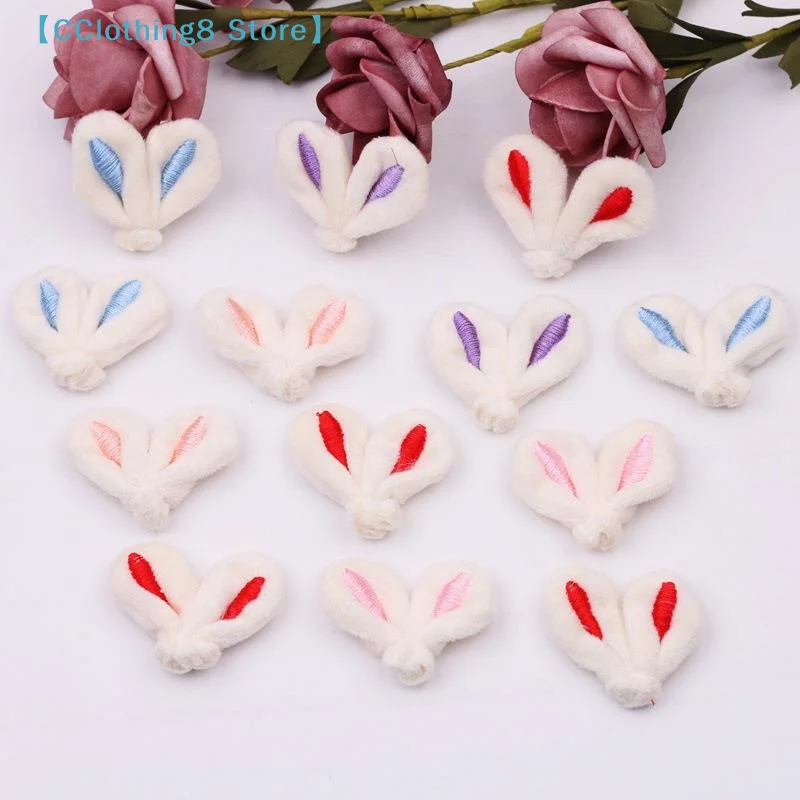 10pcs/lot DIY Handmade Plush Embroidered Ears Padded Patches Appliques For Clothes Sewing Supplies DIY Hair Decoration【AliS8】