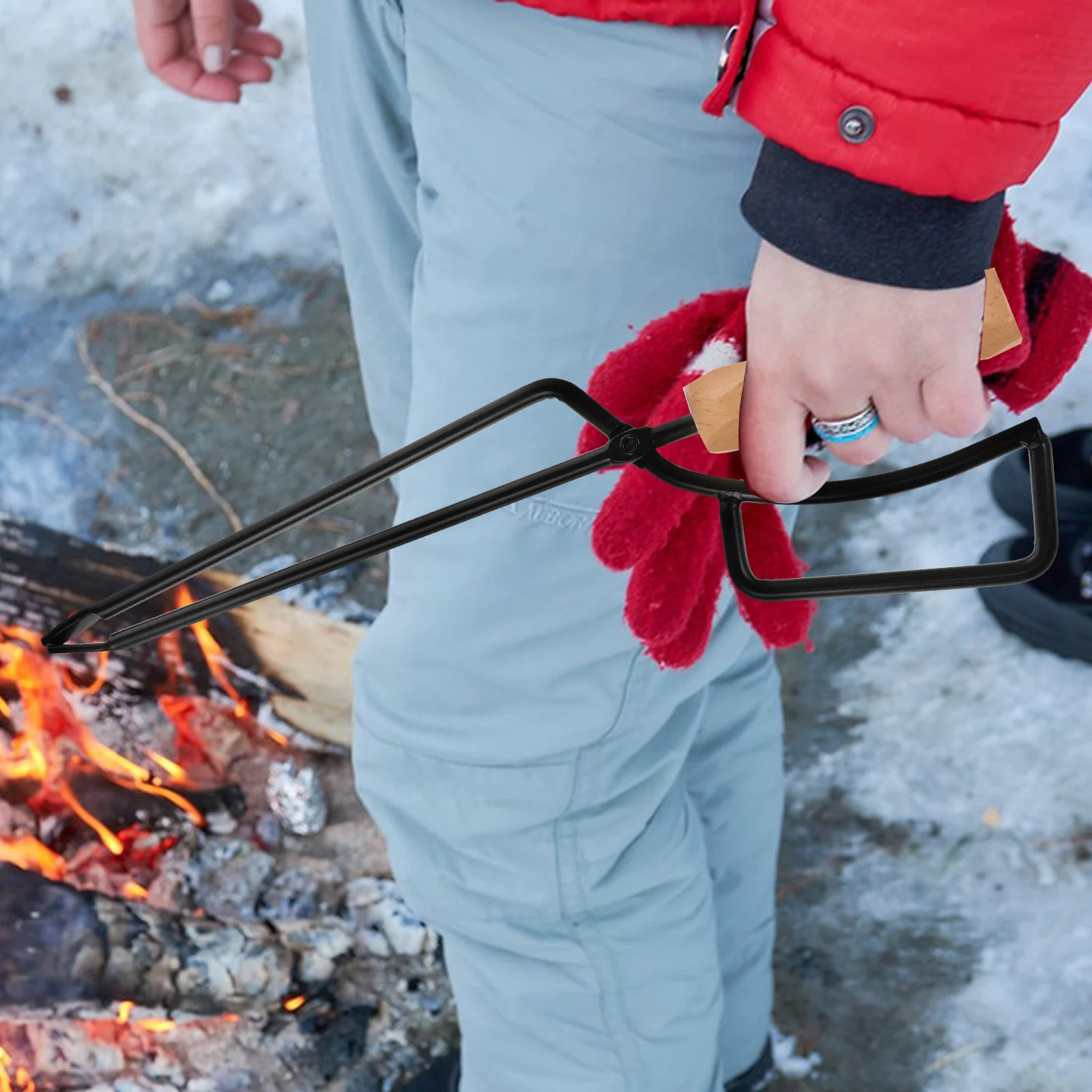 

1pcs Carbon Tongs Extra Long Fire Tongs For Bbq Camping Fireplace Grilling Tools Charcoal Clamp Log Grabber Outdoor Cooking