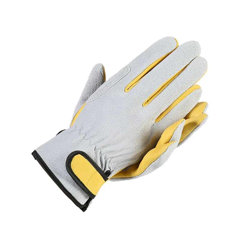 Work Gloves Leather Workers Work Welding Safety Protection Garden Sports Motorcycle Driver Wear-resistant Gloves Average code