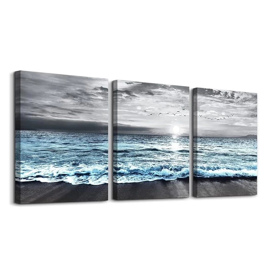 

Calm Sea Picture Diy Diamond Art Painting Triptych Natural Scenery Full Drill Mosaic Embroidery Kits Wall Decor 3 Pieces/Set