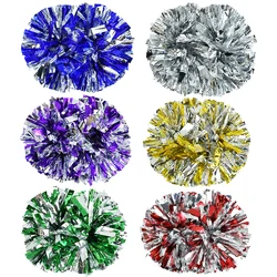 1pc Cheerleading Pom Poms with Baton Handle for Team Spirit Sport Dance Cheering Kids Adult Metallic Plastic Cheerleader Pompoms