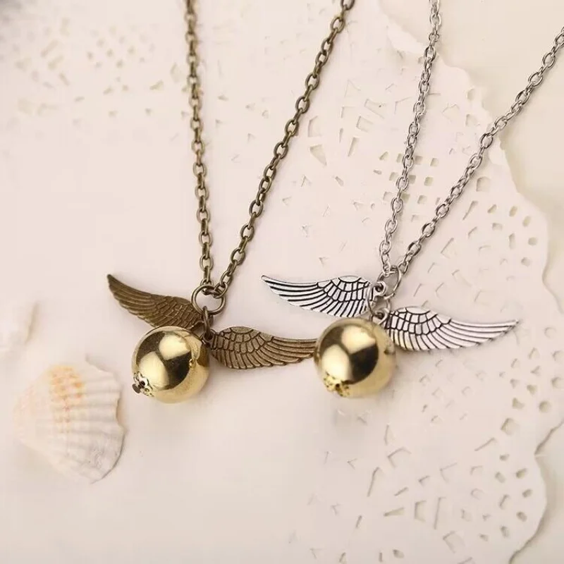 necklace Stainless Steel Chain 2025 Fashion Necklace Retro Style Crystal Angel Wing Charm Golden Doraemon Men\'s