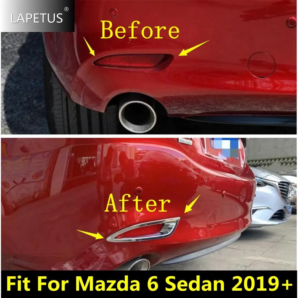 

Rear Tail Bumper Foglight Fog Lights Lamps Frame Molding Cover Trim For Mazda 6 Sedan 2019 2020 Car Chrome Exterior Accessories