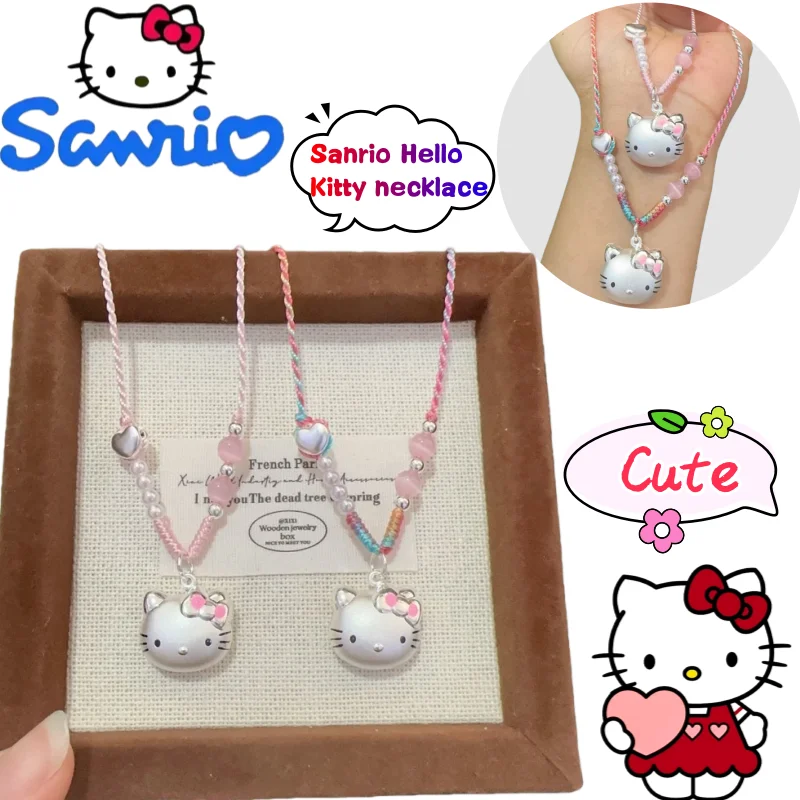 

Sanrio Hello Kitty Necklace Creative High-value Cartoon Cat Head Doll Girl Heart Clavicle Chain Friends Girlfriend Birthday Gift