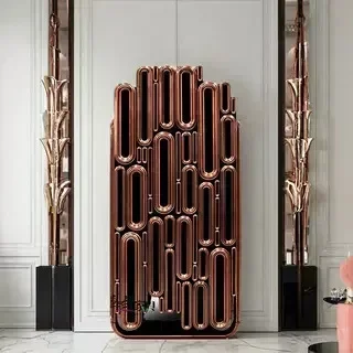 Light luxury solid wood wine cabinet, luxury living room home high-end designer multi-layer storage special-shaped display