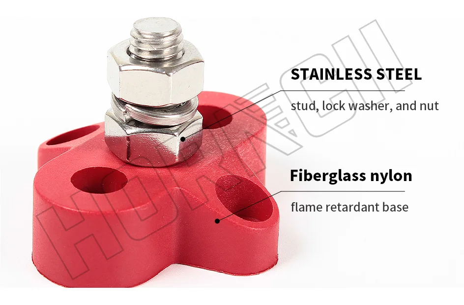 Terminal Block Stud M6 M8 M10 DC 48V Bus Bar Leistung Terminal Block Positive Negative Feste verdrahtung schrauben für lkw RV Schiff Boot – Detail 8