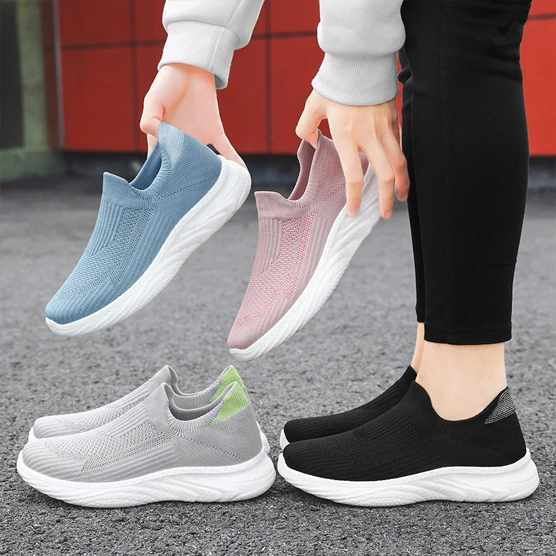Unisex 2024 Spring and Autumn New Leisure Breathable Sports Running Shoes Soft Sole Lazy Shoes Korean Style Trendy Single Shoes