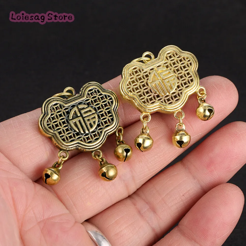 Do Old Retro National Style Hollowed-out Long-life Lock Men and Women Fu Character Peace Lock Gift Hanfu with Ornaments Pendant