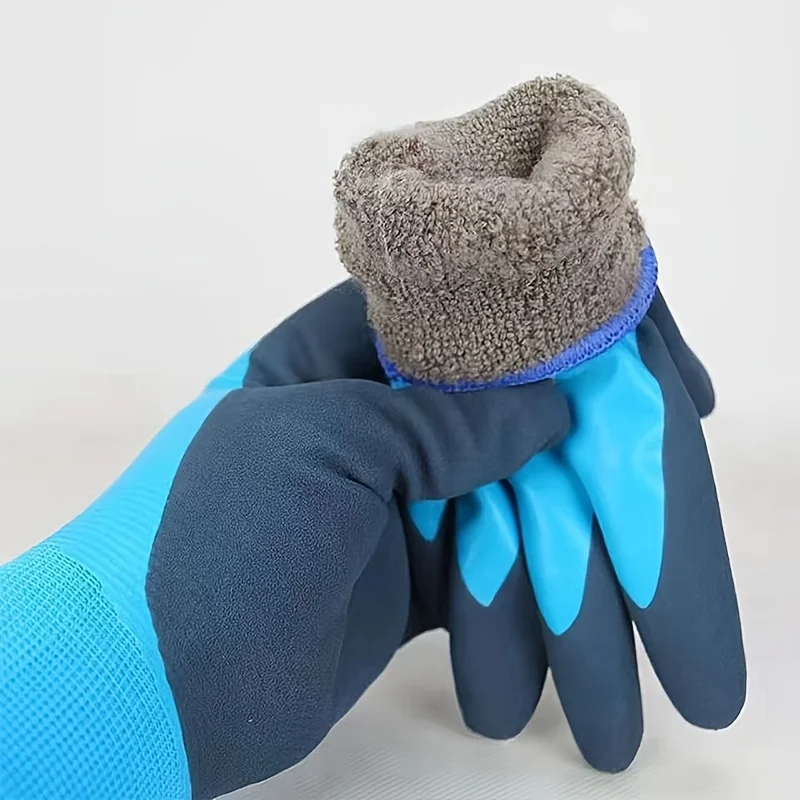Professional Winter Work Gloves 1 Pairs PU Palm Coating Safety Protective Glove Nitrile Thickened Warm for Heavy Duty