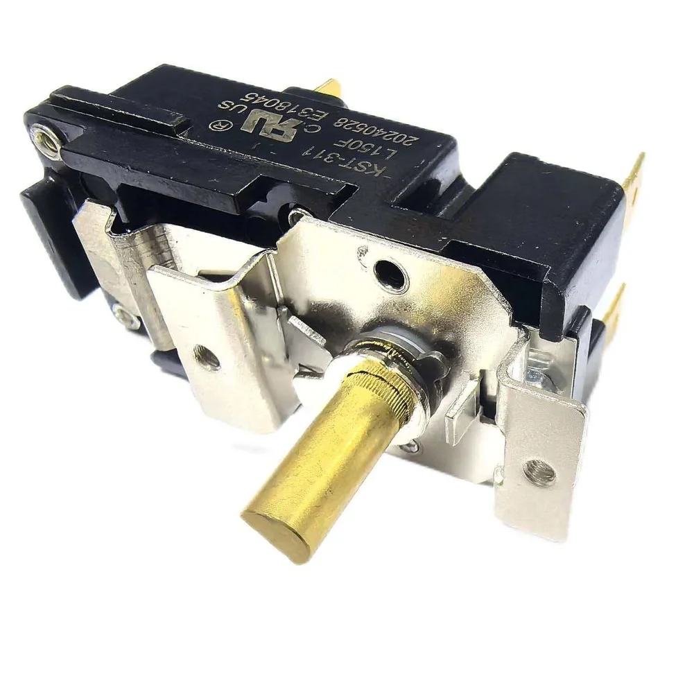 

KST311A Metal Rotary Switch Thermostat with Adjustable Temp Control 20-120C 0-250V 10A AC120V 240V 277V Black 6.3x2.8x5.55cm