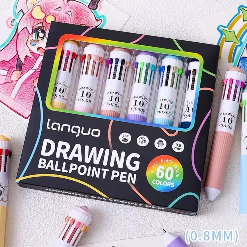 Package of 60, Multi Colored Cartoon Ball Pens, Soft Grip for Comfort, Ideal for Office, School or Drawing Projects