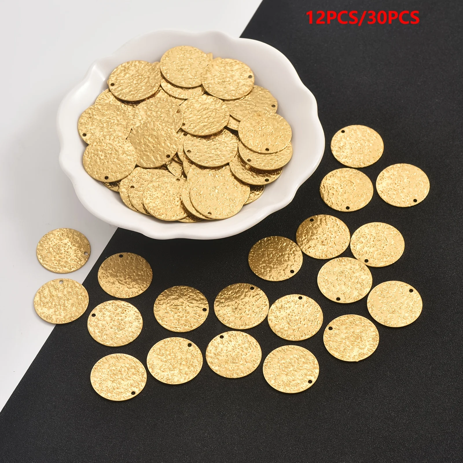 12/30 Pieces 0.6 * 20mm Original Brass Double-Sided Frosted Single-Hole Round Matte Earrings/Pendants, DIY Necklace Accessories,
