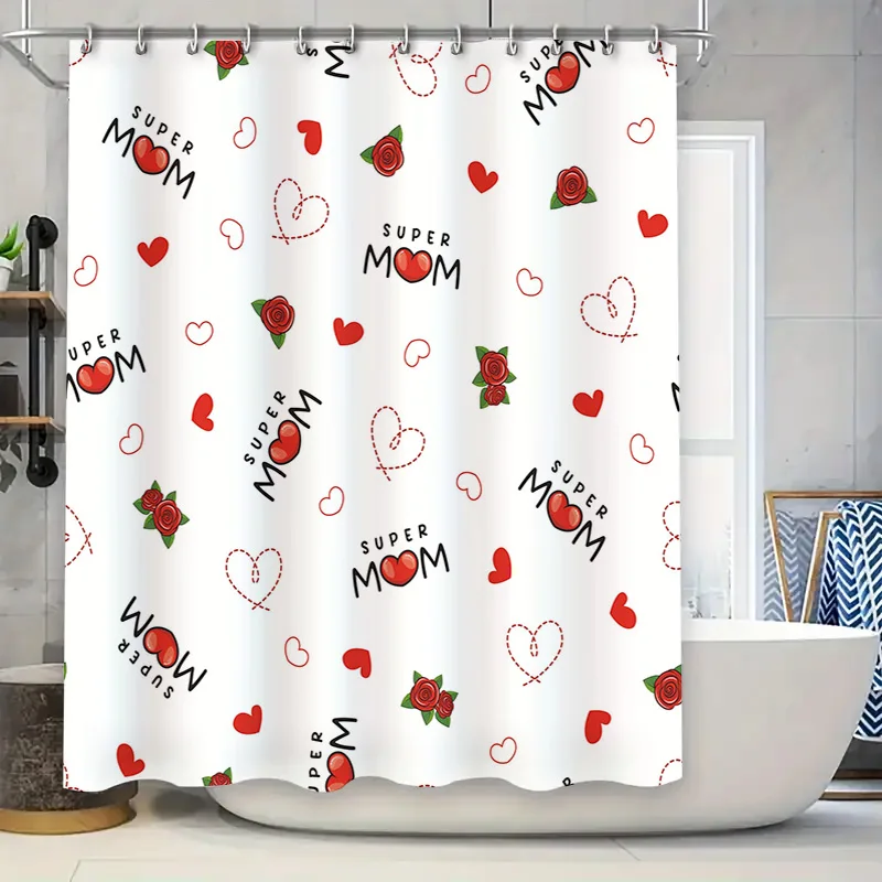 

Занавеска для душа с яркой розой для мамы. Милый красный цветочный декор для ванной комнаты. Идеальная идея подарка на День матери или украшение на день рождения!