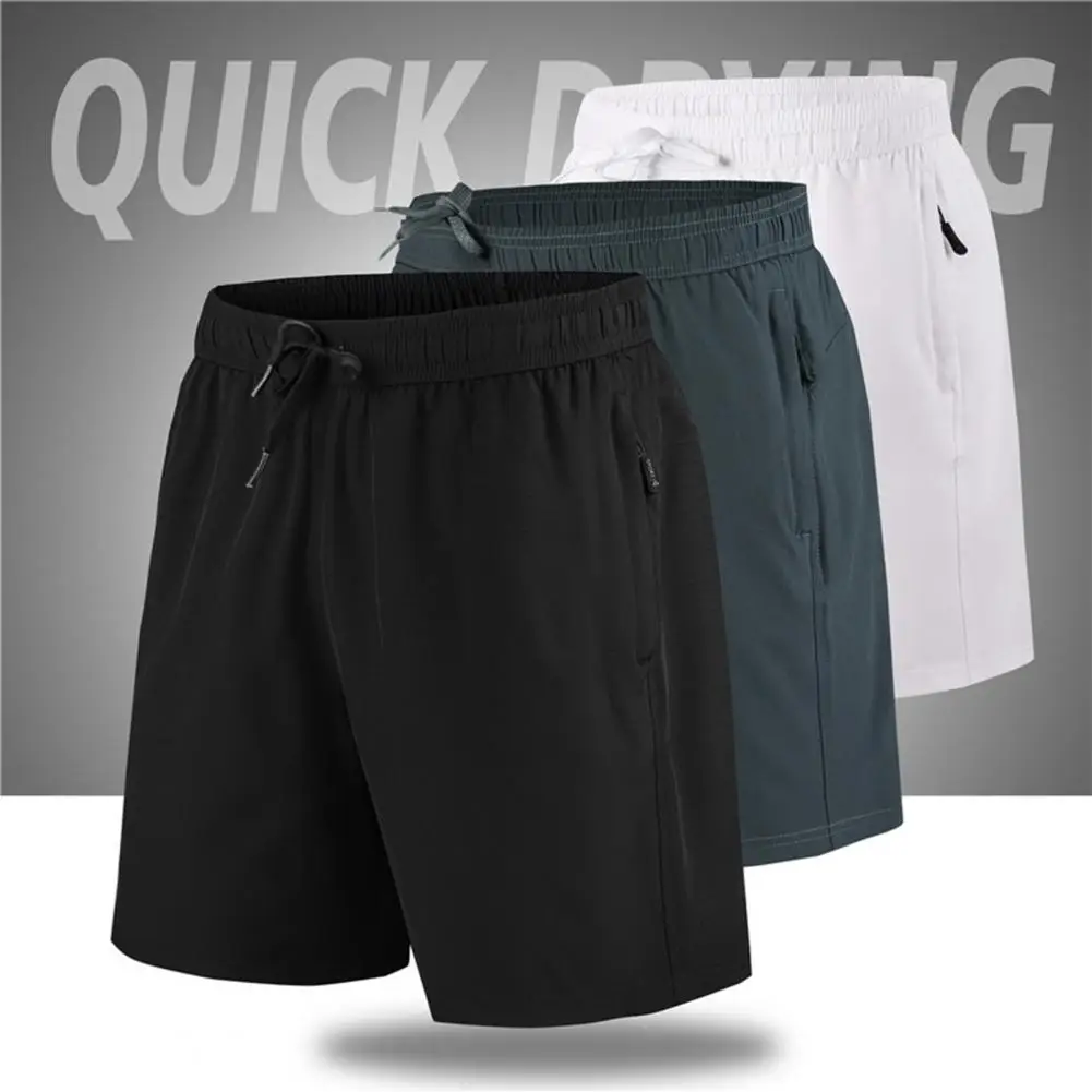 Sports Shorts Men Quick-Drying Fitness Solid Color Lace-up Thin Pockets Beach Shorts Summer Korean Style Jogging Short Trousers