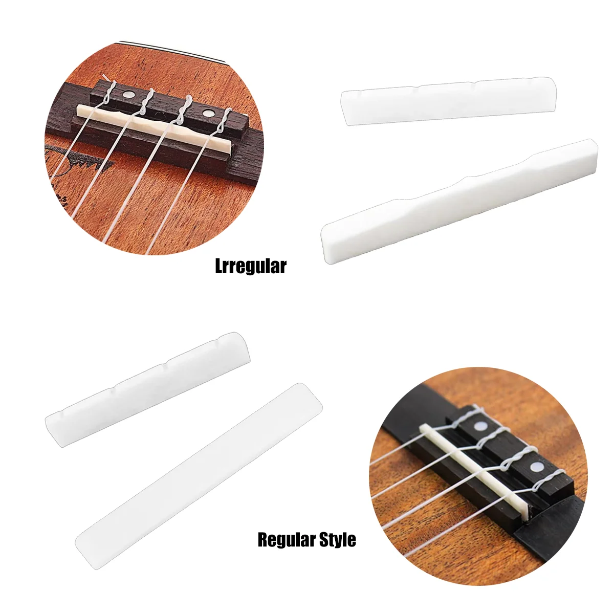 Miwayer 4-String Ukulele Bone Accessory Kit, Slotted Nut and Bridge Saddle Replacement Parts