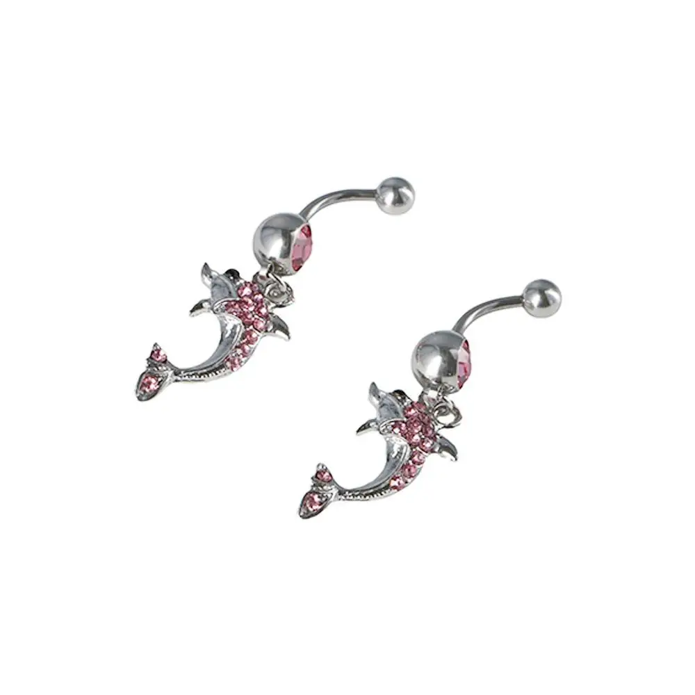 Fashions Alloy Dolphin Belly Button Ring Tassel Allergy-proof Punk Rhinestone Navel Jewelry