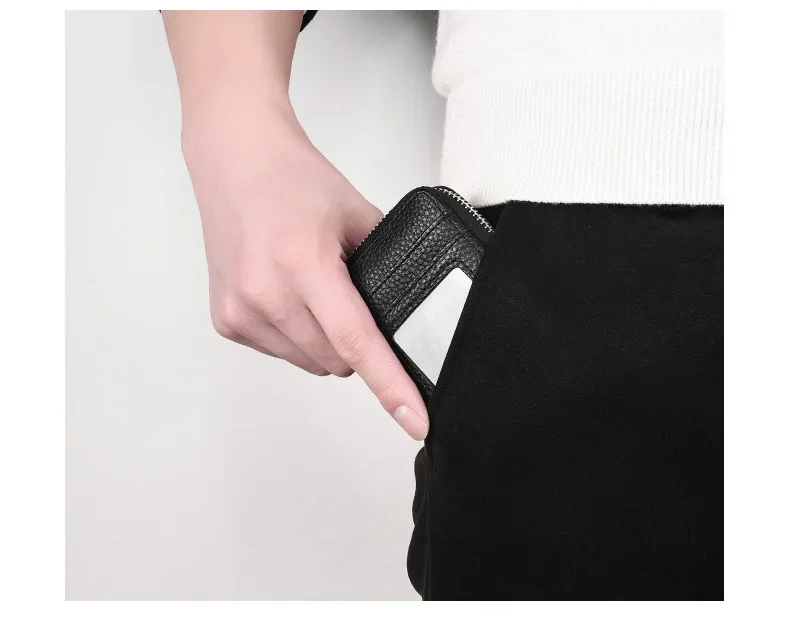 Kurze Kartenhülle für Bankkarten und Visitenkarten, Koreanische Edition, Tragbare Handtasche mit Reißverschluss und Clip, Vertikaler Kartenhalter – Detail 10
