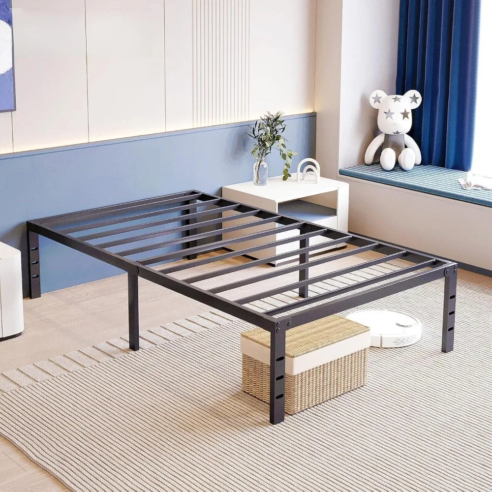 

Cal-King Size Bed Frame 12 Inch Metal Platform Bed Frame No Box Spring Needed Mattress Foundation Noise Free Heavy Duty Be