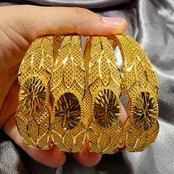 Dubai Gold Color Bangle For Women Girl Africa Wedding Thick Bracelet Bangles