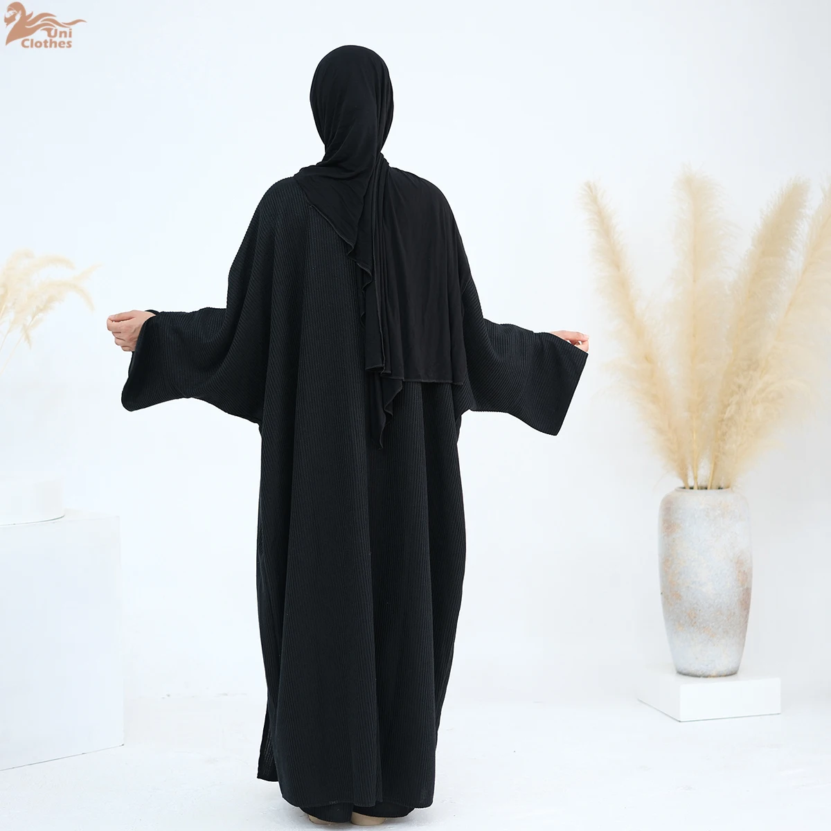 

Уни зимняя женская одежда Абая, вязаная ткань, открытая Абая, кардиган с раздельными рукавами, кимоно, исламская одежда, дизайн Дубая