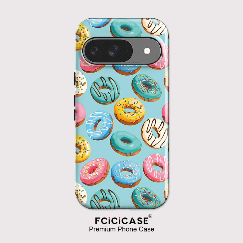 Fcicicase Doppelschichtige 2-in-1-Handyhülle für Google Pixel 10A 10 9 Pro XL 7A 8A 10 8 9 Pro mit Kuchenmuster, stoßfeste Abdeckung