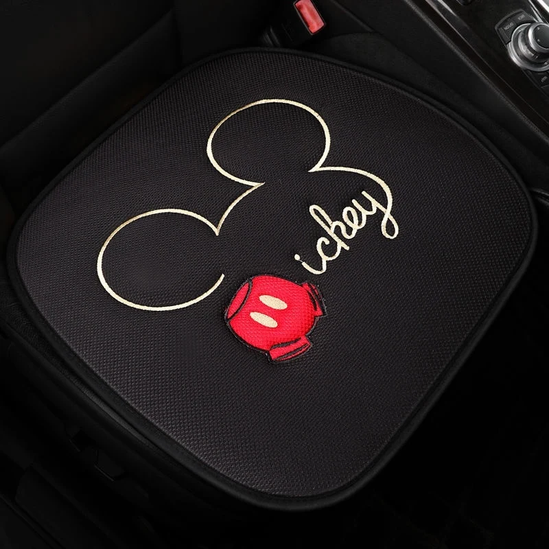 Disney Car Minnie Headrest Season One Piece Ice Silk Cool Pad Cute Mickey Mouse Cartoon Car Seat Cushion Breathable Seat Cover