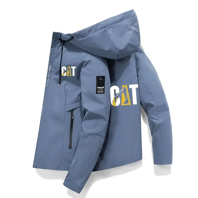 2025 Spring Autumn Men's Printed Lightweight Windproof Jacket with Hood Zipper Casual High Quality Outdoor Sports Coat