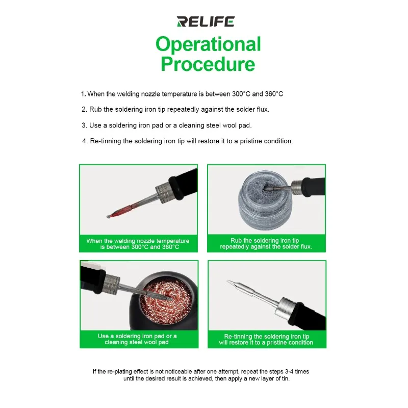 RELIFE RL-461A Soldering Iron Tip Refresher Repair Paste Restores Oxidized Tips for Soldering Iron Recovery and Maintenance Tool