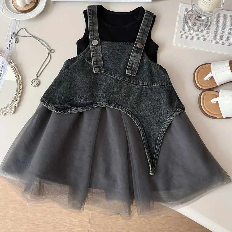 

New Summer Girls' Dress Set: Stylish Vest with Mesh Skirt Two-Piece Set, Wholesale and Dropshipping Available