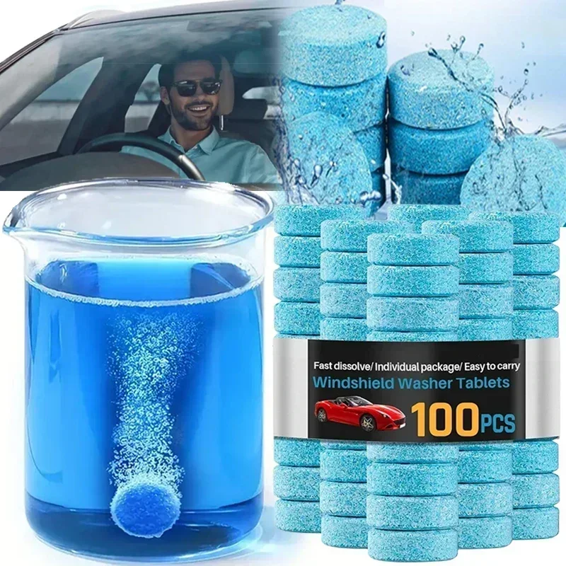 2-100PC Car Windscreen Cleaner Effervescent Tablet Window Solid Cleaning Automobile Glass Wiper Washing Tablets Dust Remover