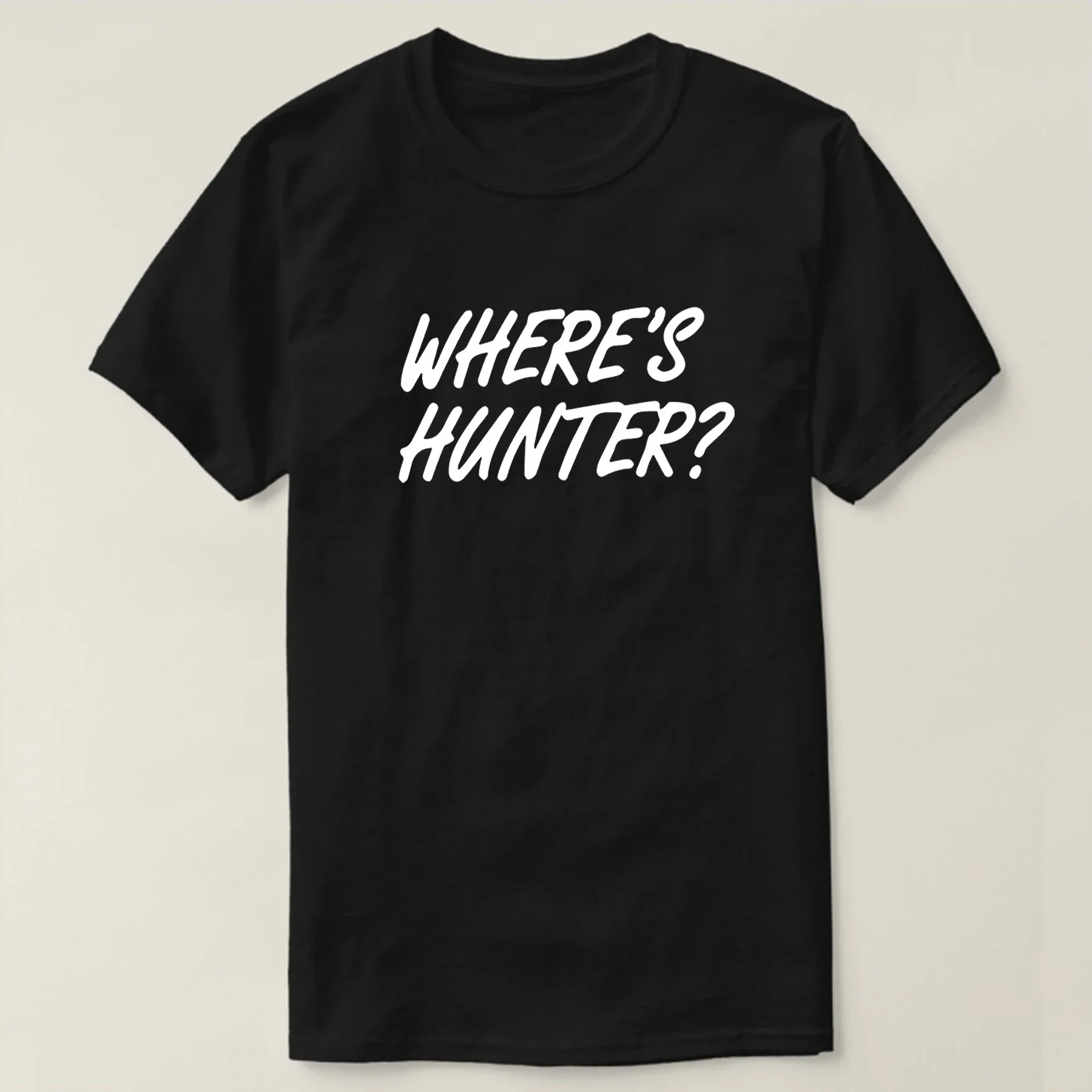 Where’s Hunter? Funny Biden Phrase T-Shirt. Premium Cotton Short Sleeve O-Neck Mens T Shirt New S-3XL