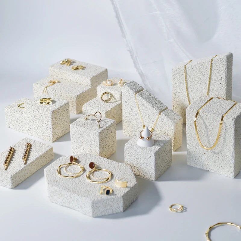 

Texture Stone Cube Stairs Props Jewelry Necklace Display Stand Product Shooting Props Desktop Display Photography Studio Props