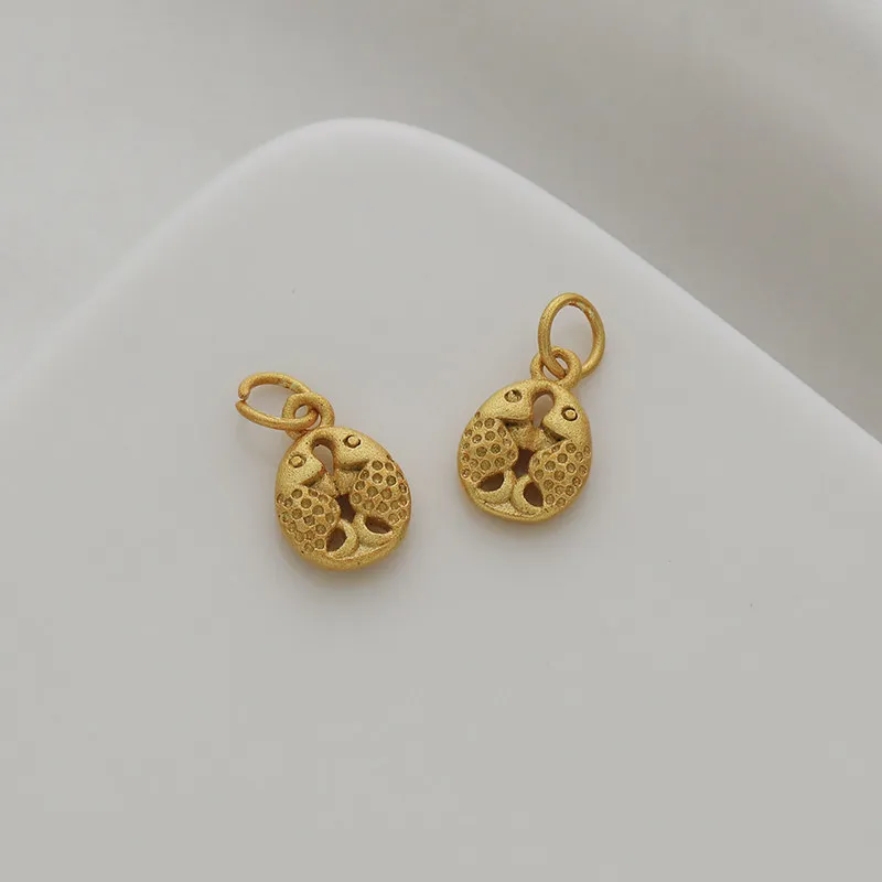 18K Matte Gold Plated Double Fish Charms Vintage Sand Gold Hook Clasps DIY Bracelet Necklace Jewelry Making Findings