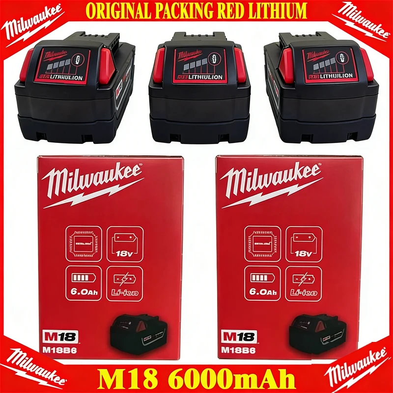 

M18 6.0Ah Milwaukee High Output Battery 18V Lithium-ion Rechargeable for Milwaukee M18 Cordless Power Tools